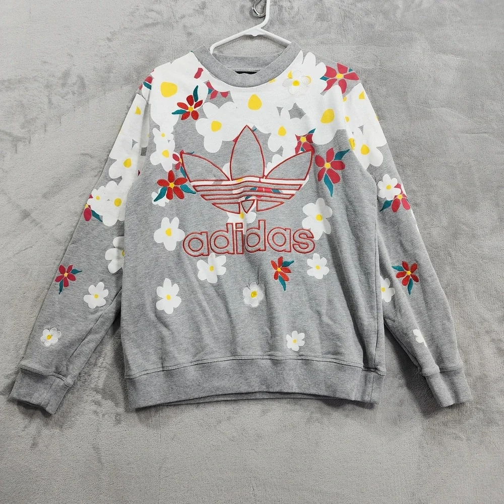 Adidas Sweatshirt Mens M Gray Pharrell Williams Kauwela Daisy Floral Trefoil